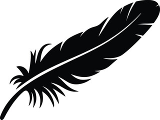 Elegant black feather silhouette isolated on a clean white background symbolizing lightness and freedom