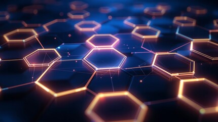 Obraz premium Abstract futuristic hexagon background technology network connection structure design concept