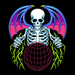 Devil skull skeleton retro 