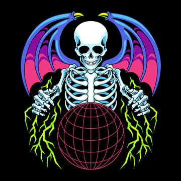 Devil skull skeleton retro 