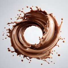 chocolate liquid splash isolated on transparent white background