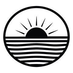 sunset horizon Silhouette Icon Vector Art