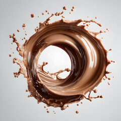 chocolate liquid splash isolated on transparent white background