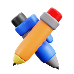Colorful Pencils Cross 3d Render on Transparent Background Illustration