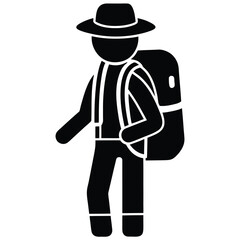 traveler with backpack Silhouette Icon Vector Art