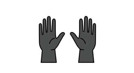 Obraz premium Simple vector illustration of a pair of dark grey hands or gloves.