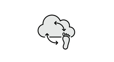 Cloud Computing Carbon Footprint Cycle Environmental Impact Icon.