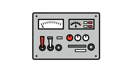 Vintage electronic control panel with analog gauges and toggle switches a classic industrial interface.
