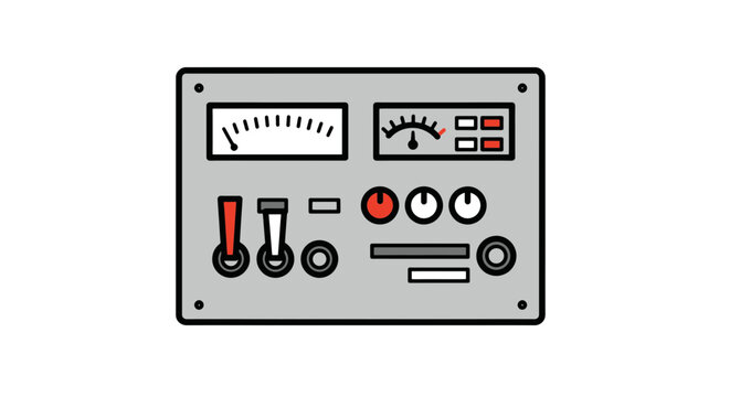 Vintage electronic control panel with analog gauges and toggle switches a classic industrial interface.