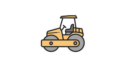 Naklejka premium Cartoon Road Roller Construction Vehicle Icon Illustration for Infrastructure Projects.