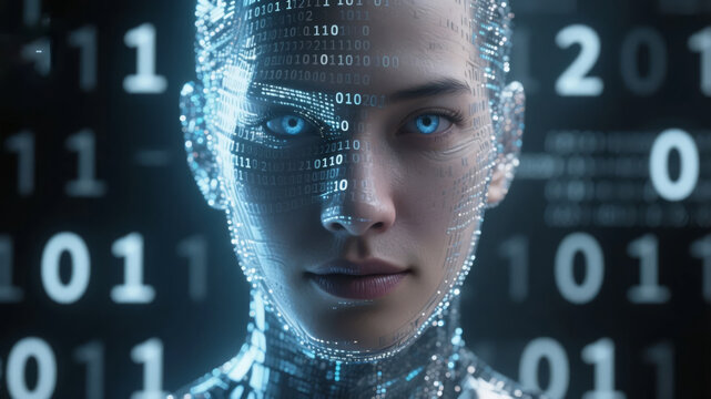 Artificial intelligence face recognition big data technology future concept background