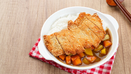Curry rice with cutlet fried chicken katsu, Japanese Food