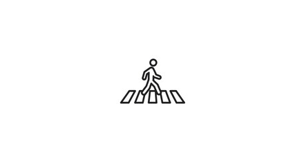 Pedestrian walking on crosswalk safety icon symbol for road traffic.