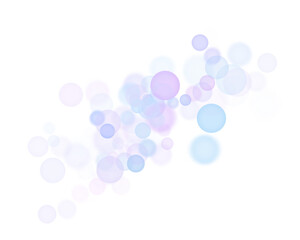 Soft pastel purple, pink, blue bokeh on transparent background. This delicate digital artwork features gentle pastel bokeh circles on a transparent backdrop, perfect for versatile creative designs.