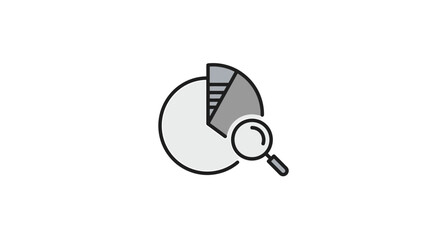 Fototapeta premium Data Analysis and Market Research Icon with Pie Chart and Magnifying Glass.