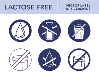 Lactose Free - vector label in 6 different versions