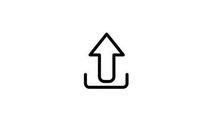 Naklejka premium Simple black outline upload icon on a white background for digital interfaces.