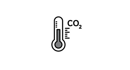 Carbon Dioxide Thermometer Global Warming Climate Change Icon.