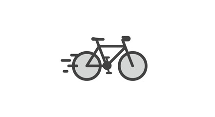 Obraz premium Fast Moving Bicycle Icon with Speed Lines in Flat Design Style.