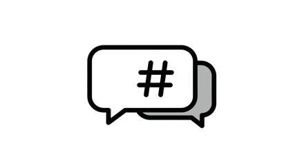 Fototapeta premium Hashtag symbol in speech bubble social media communication icon.