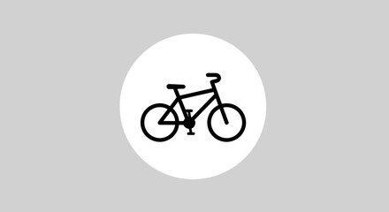Fototapeta premium Simple black bicycle icon in white circle on grey background.