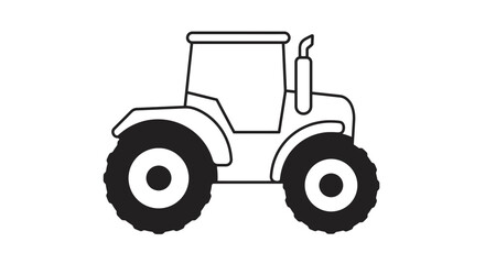 Obraz premium Simple outline drawing of a farm tractor vehicle.