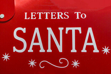 Red mailbox for Santa Claus. Christmas decorations.