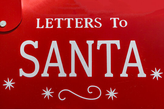 Red mailbox for Santa Claus. Christmas decorations.