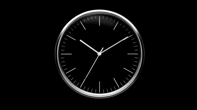 Simple clock face against black background time concept minimal design