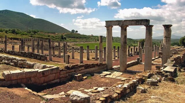 Ancient Greek ruins of Messene, Greece. This large classical city-state was re-founded by Epaminondas in 369 BC