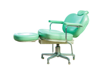 Vintage mint green medical examination chair footrest, Isolated On Transparent Background, Png