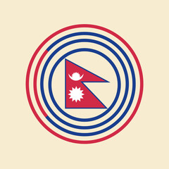 Obraz premium Nepal flag inside concentric circles, country national symbol.