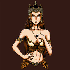 ilustrasi gadis jawa sedang menunggu Cintanya