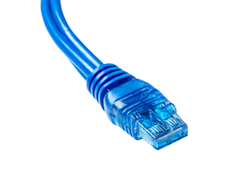Blue ethernet cable close up network connection technology, Isolated On Transparent Background, Png
