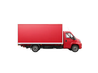 Red delivery truck isolated on black background cargo van, Isolated On Transparent Background, Png