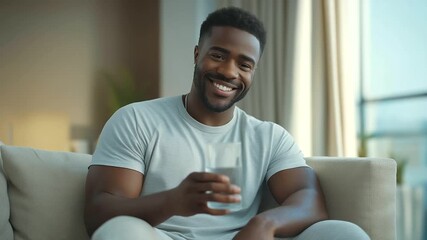 male patient receiving reminder to hydrate from health app soft chime preventive kidney health supportive tech three quarter wide angle cinematic color correction gentle