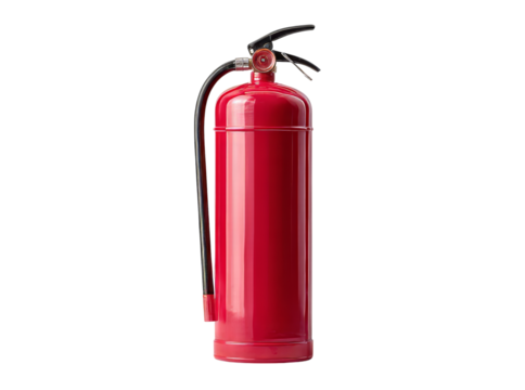 Red fire extinguisher safety equipment emergency preparedness, Isolated On Transparent Background, Png