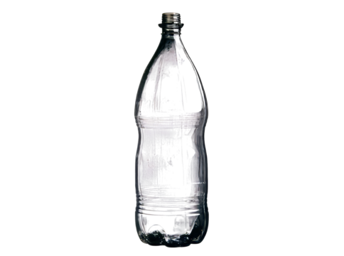 Transparent plastic bottle filled with liquid on black background, Isolated On Transparent Background, Png
