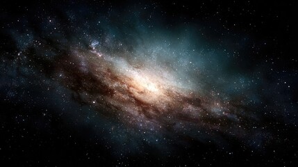 A celestial view of a galaxy with stars and cosmic dust showing deep space beauty and vibrant colors on white background