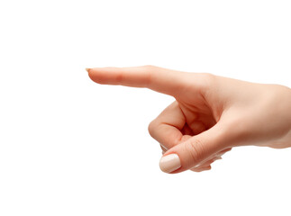 Woman's hand pointing finger gesture isolated on black background, Isolated On Transparent Background, Png