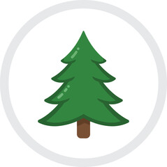Stylized evergreen tree icon simple flat design festive nature element for digital and print use isolated on transparent background