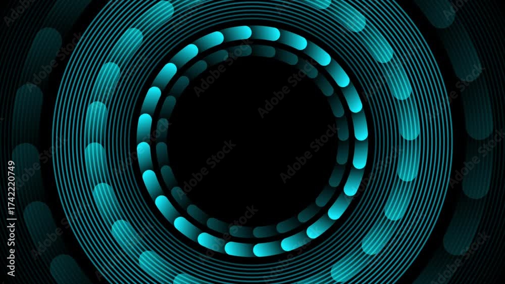 Wall mural dark blue minimal hi-tech geometric background with linear circles. seamless looping minimal motion 