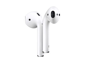 Wireless apple airpods headphones isolated on black background, Isolated On Transparent Background, Png