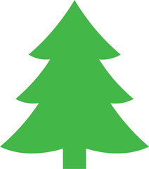 Simple green christmas tree icon in circle minimalist flat design festive holiday symbol isolated on transparent background