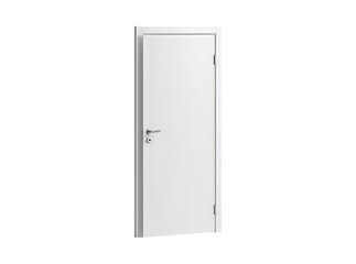 Modern white interior door with silver handle and keyhole, Isolated On Transparent Background, Png