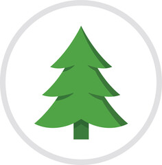 Simple green christmas tree icon inside a circular outline for winter holiday and nature themes isolated on transparent background
