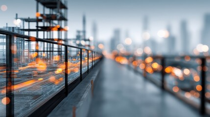 Digital bim model overlay on construction site urban landscape graphic visualization industrial environment elevated perspective