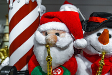 Cozy Christmas Santa Claus Figurines with Furry Hats and White Beards