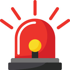 Red flashing warning light icon signaling danger and alertness for emergency situations isolated on transparent background