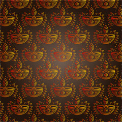 Intricate golden and red pattern of repeating ornate decorative elements